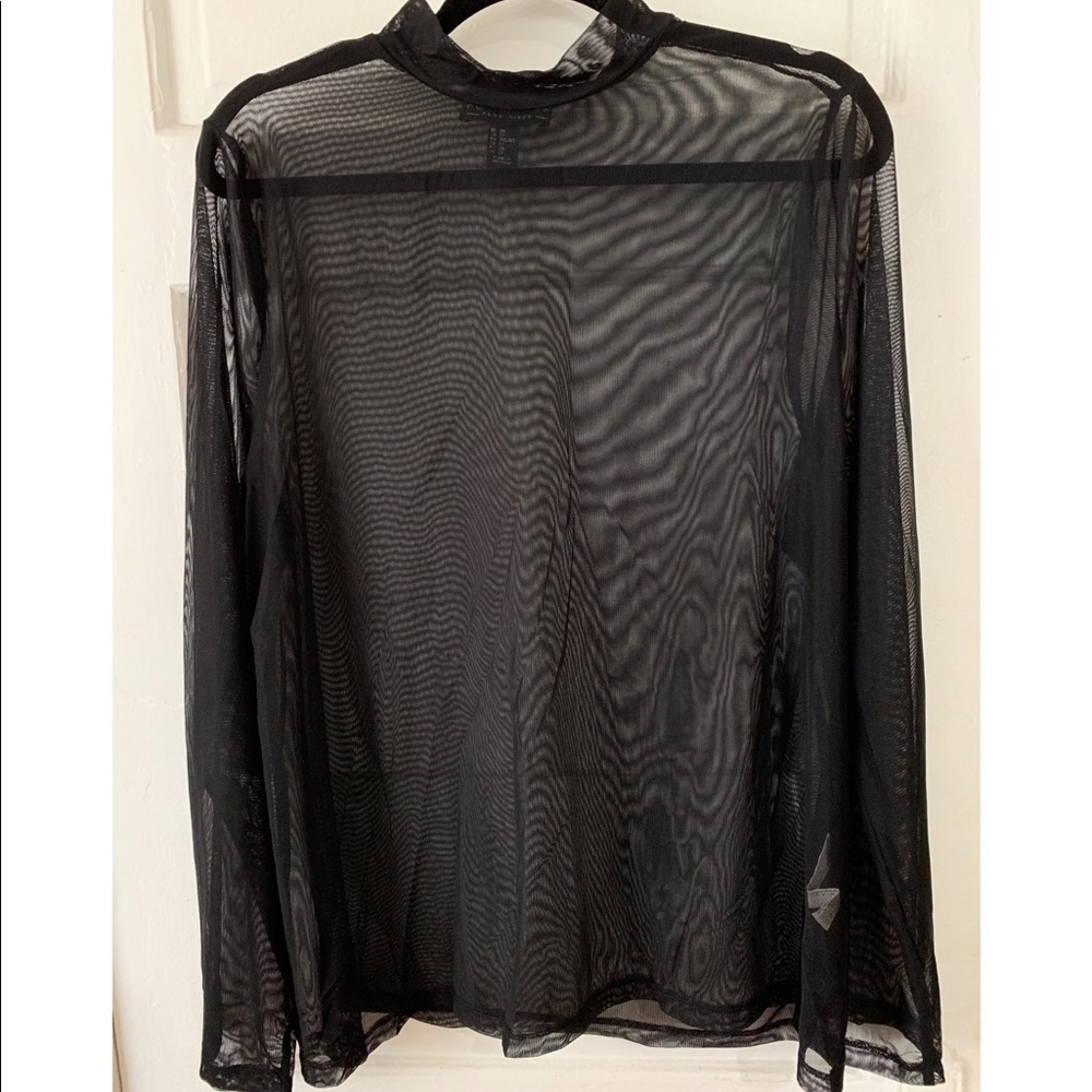 Mesh mock neck long sleeve